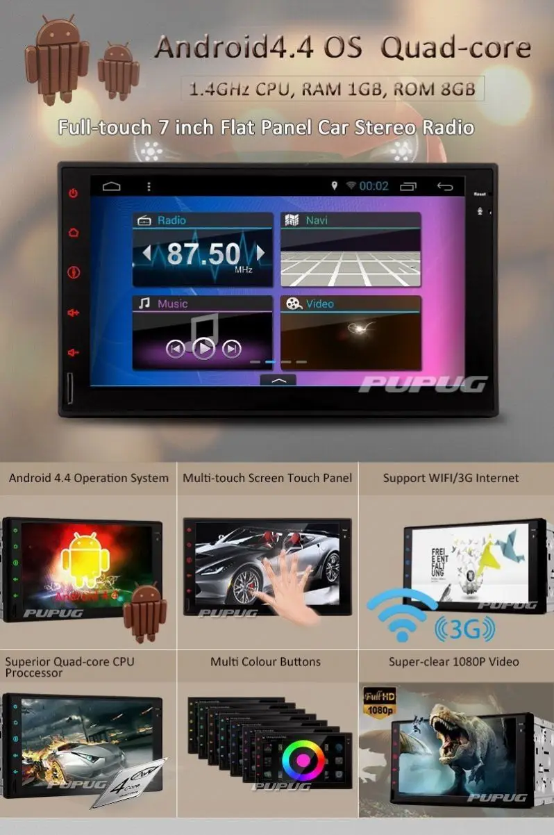 Hot sale 2din Android Universal Car Radio Multimedia car screen player 4G player DSP GPS Navigation radio car player