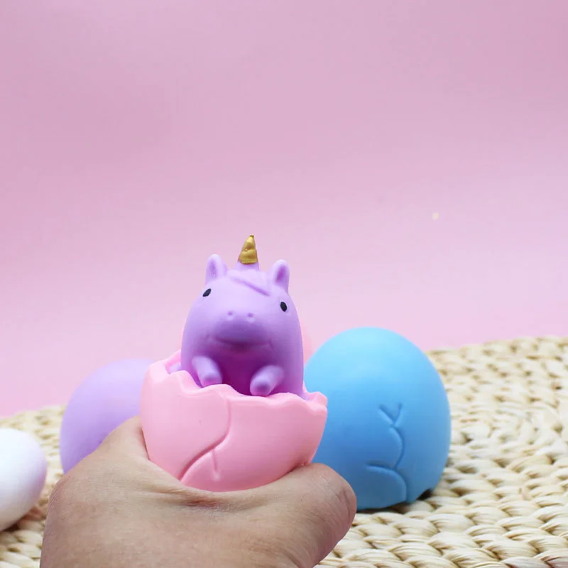 New Design Lucky Unicorn Squishy Easter Egg Toys Cute Animal Squeeze Cup Dinosaur Unicorn