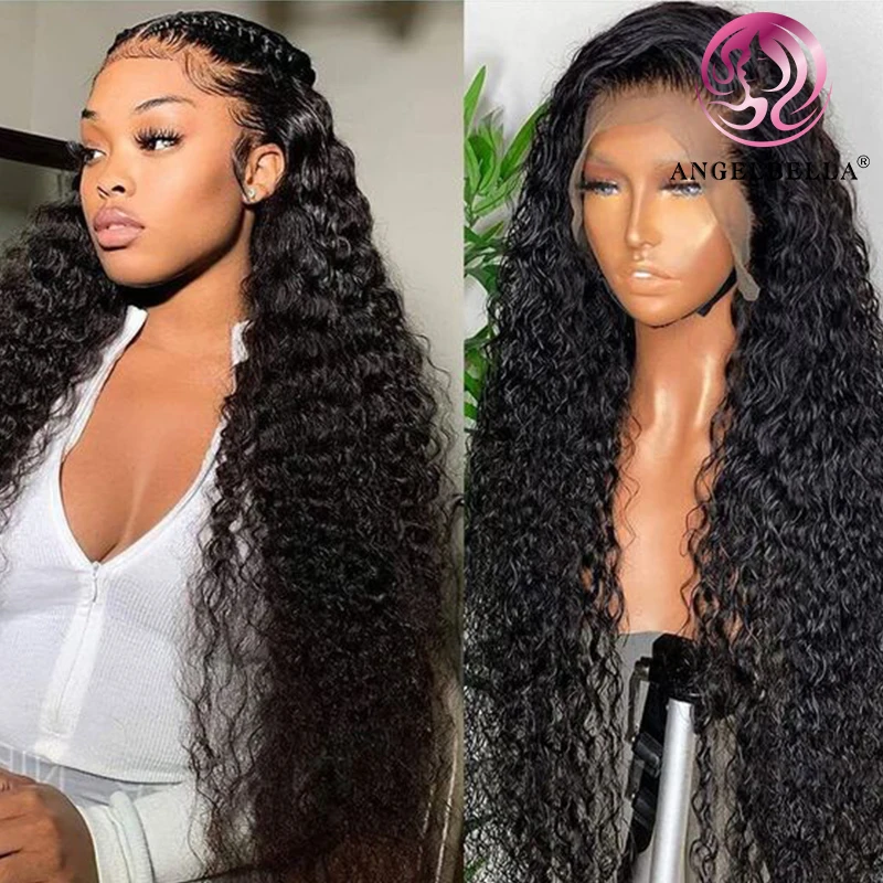 AngelBella 13x6 Hd Lace Front Wig Raw Kinky Curly Human Hair Long Curly Glueless Wigs High Quality Burmese Curly Wig