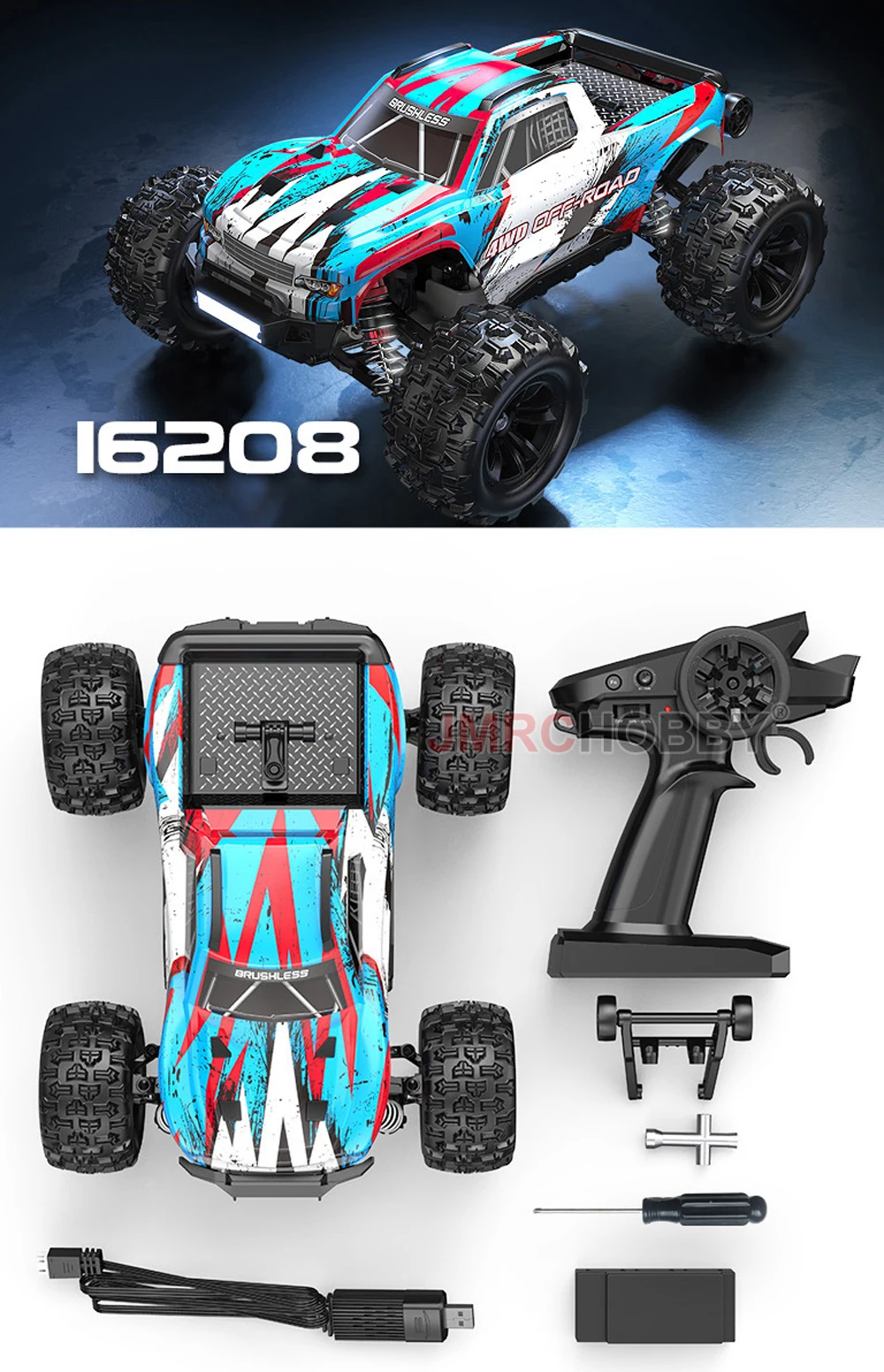 HOSHI MJX Hyper Go 16208 1/16 2.4G Brushless High Speed RC Car Remote Control 4WD Off-road Vehicle Racing Electric Hobby Toy