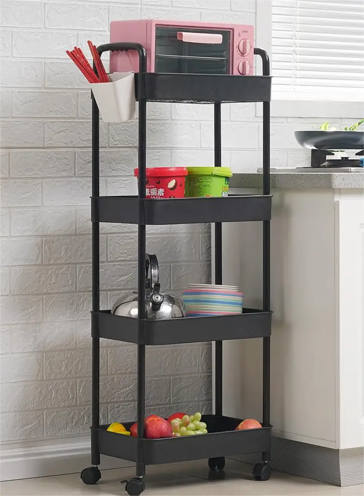 Rolling Storage Cart 3 Tier Organizer Mobile Shelving Unit Storage Rolling Utility Cart with Wheels for Kitchen Bathroom Laundry