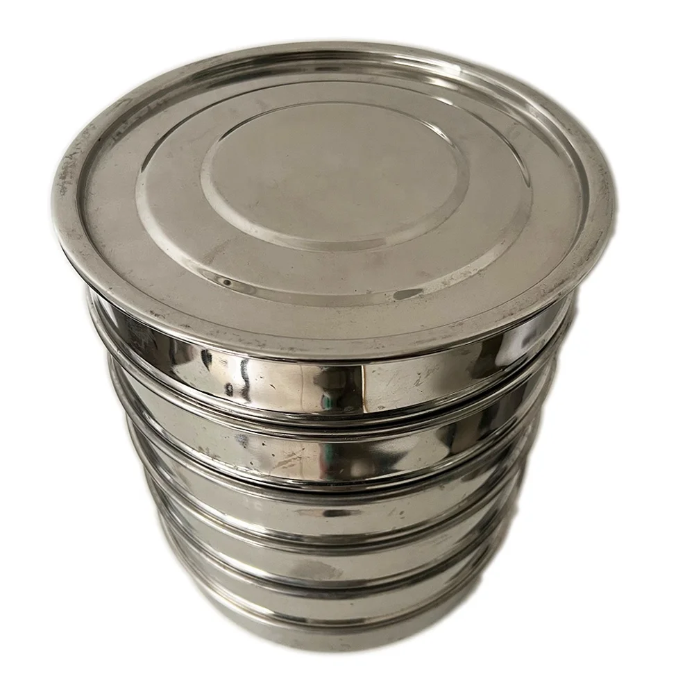 NERS Different Mesh Size Stainless Steel 6 Layers Soil/Test Sieve with Lid and Catch Pan