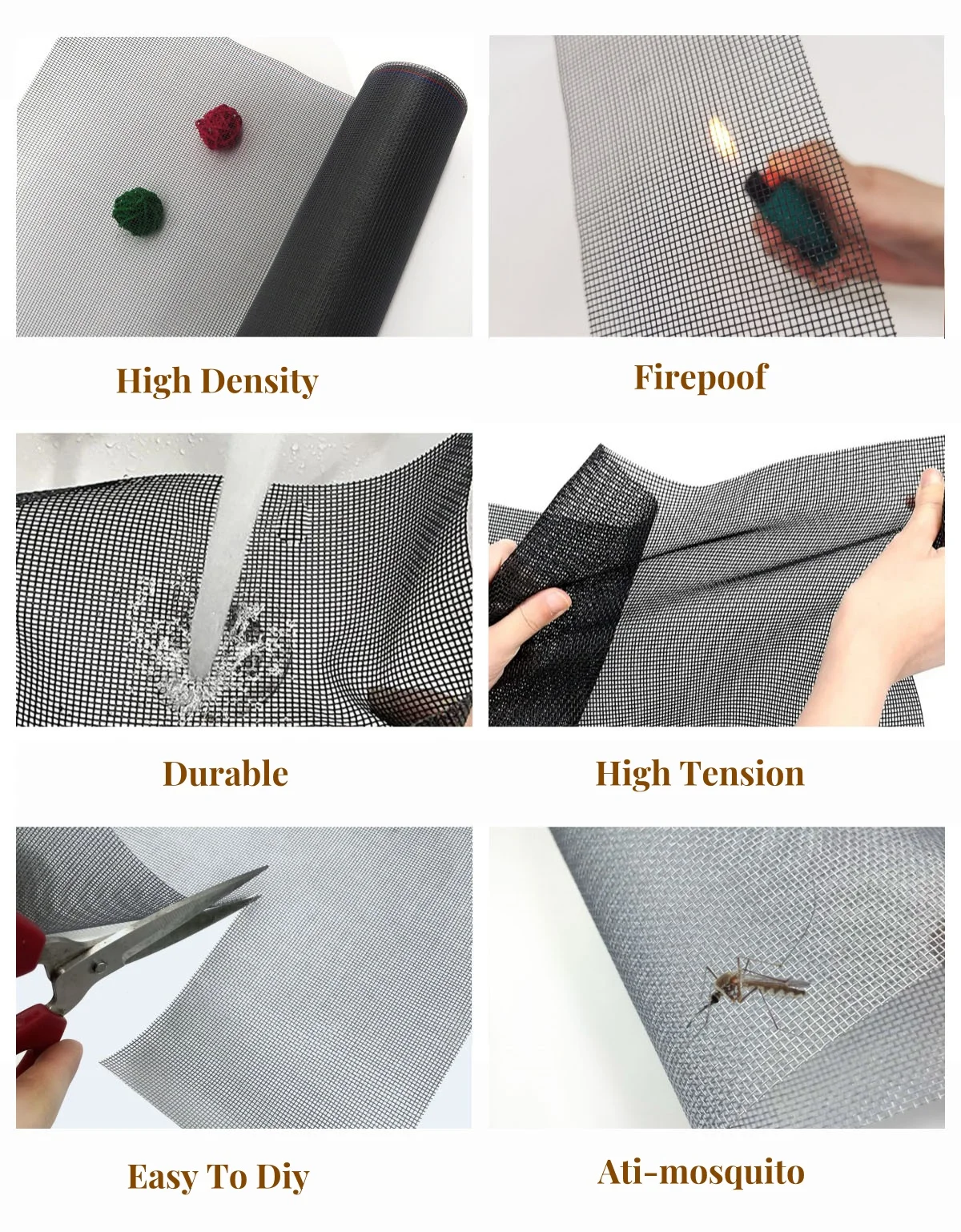 Factory manufacture fiberglass window screen mesh anti-mosquito nets garage screen mesh nets for door and windows