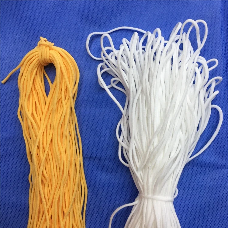 
In stock Soft 3mm 5mm Nylon Spandex Elastic Webbing Bands EarLoop for medical Face Maskes Round Rope 