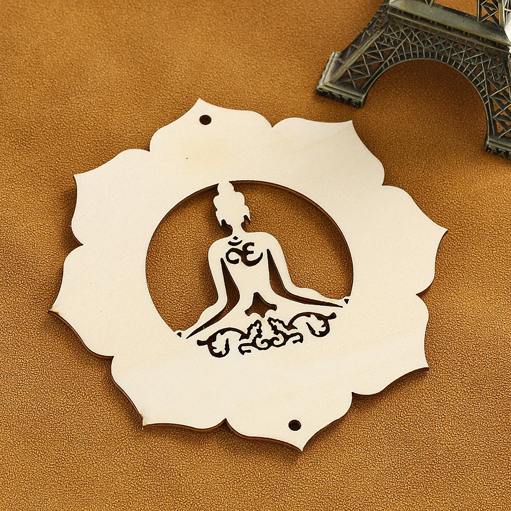 Wholesale Wooden lotus Charm Meditation YOGA Chakra decoration board Cup Tray desktop hanging wall spiritual healing