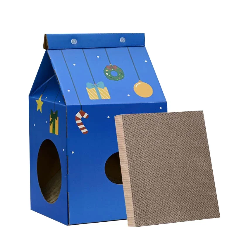 Factory wholesale price support customised interior decoration cardboard milk houses for cats