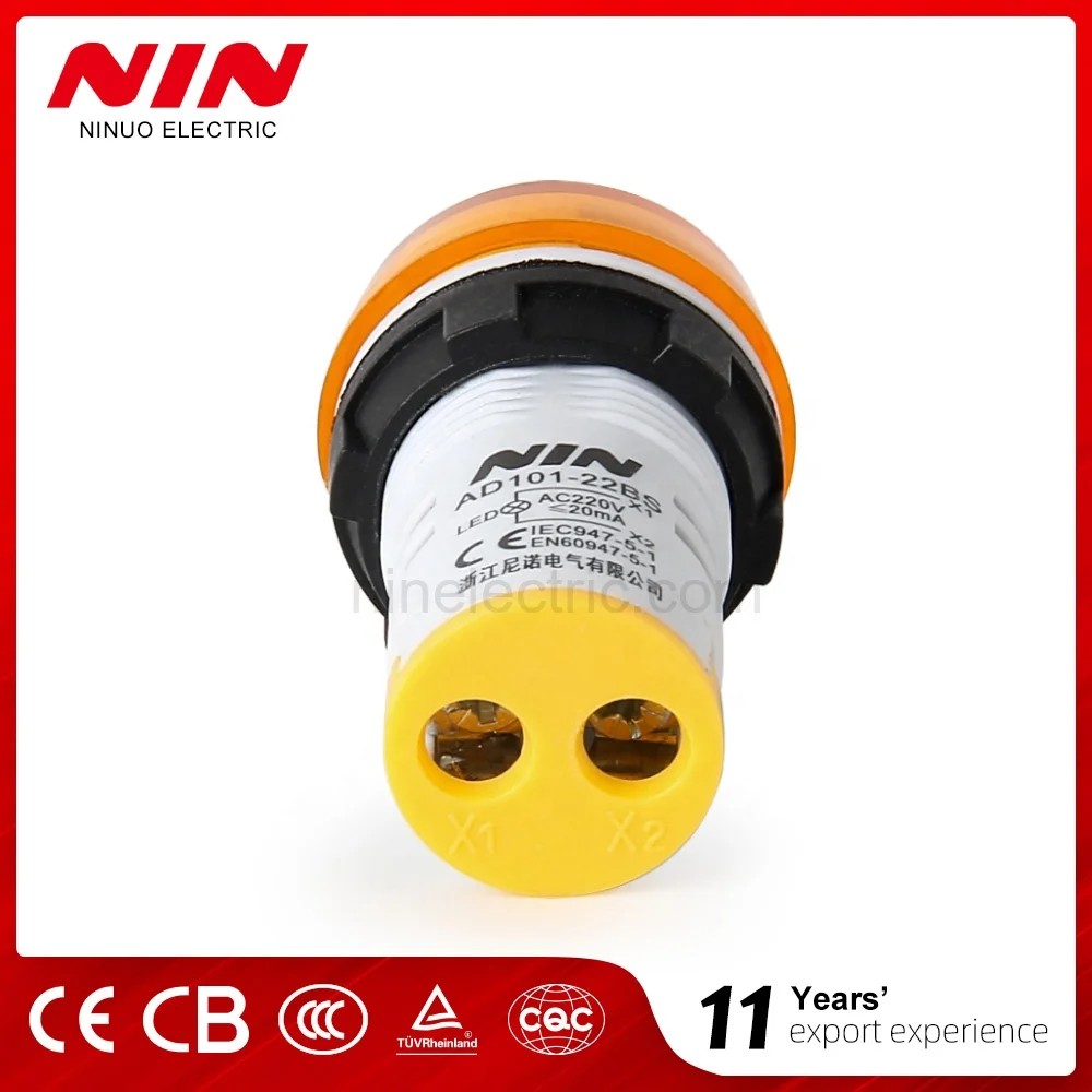 NIN Hot AD101-22BS Sell 22mm Mini LED Waterproof Pilot Light Signal Lamp Indicator Light Yellow