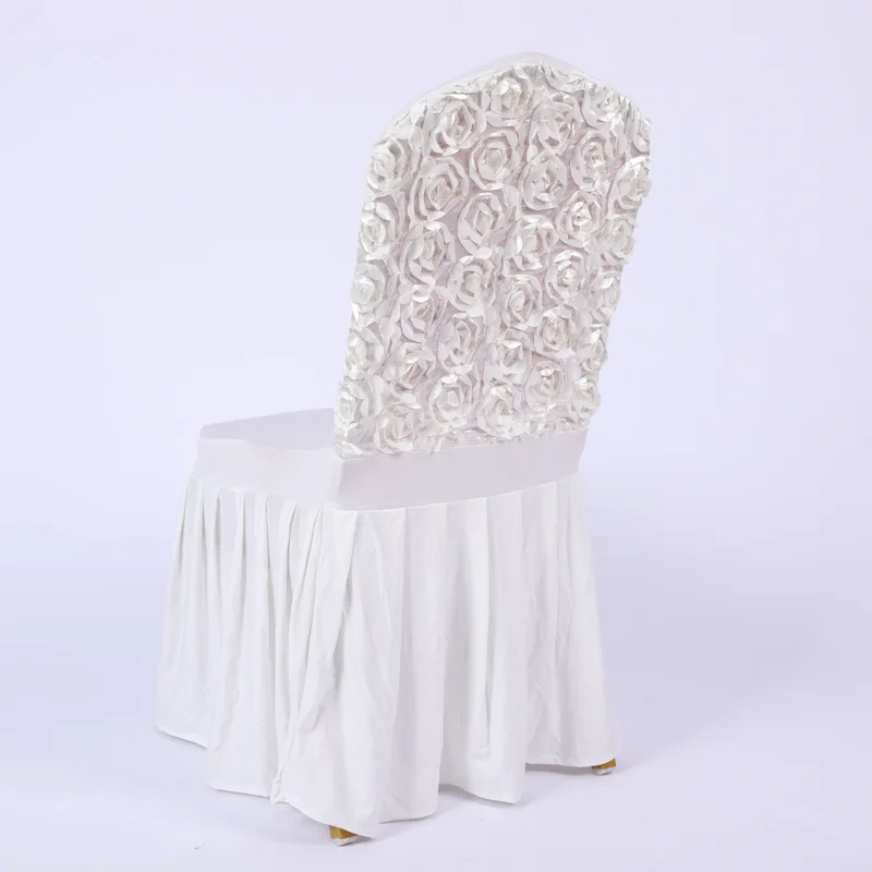 Bverionant Factory Direct New Hotel Spandex Rose Back Event Chair Cover Stretch Banquet White Wedding Chair Covers