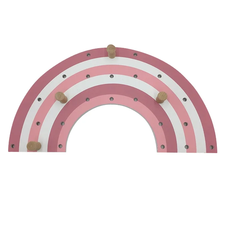 Wholesale Children Pink Shape Wall Hanging Hooks Girls Cute Wood Pegboard Peg Board