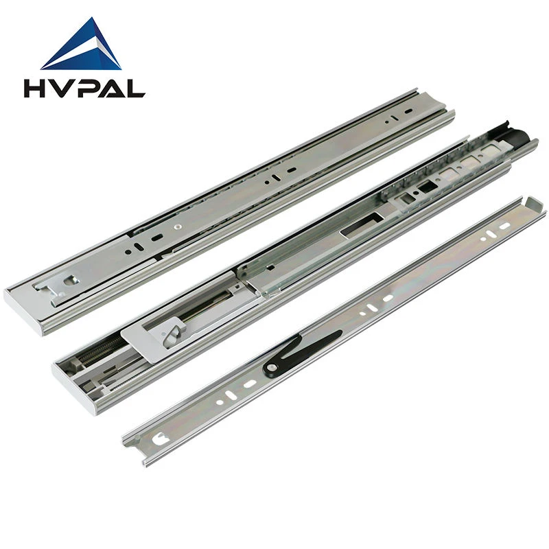 HVPAL 4523 Soft Close Cold Rolled Steel Slide Rail Medium Duty Ball Bearing Triple Extension Telescopic Drawer Channel