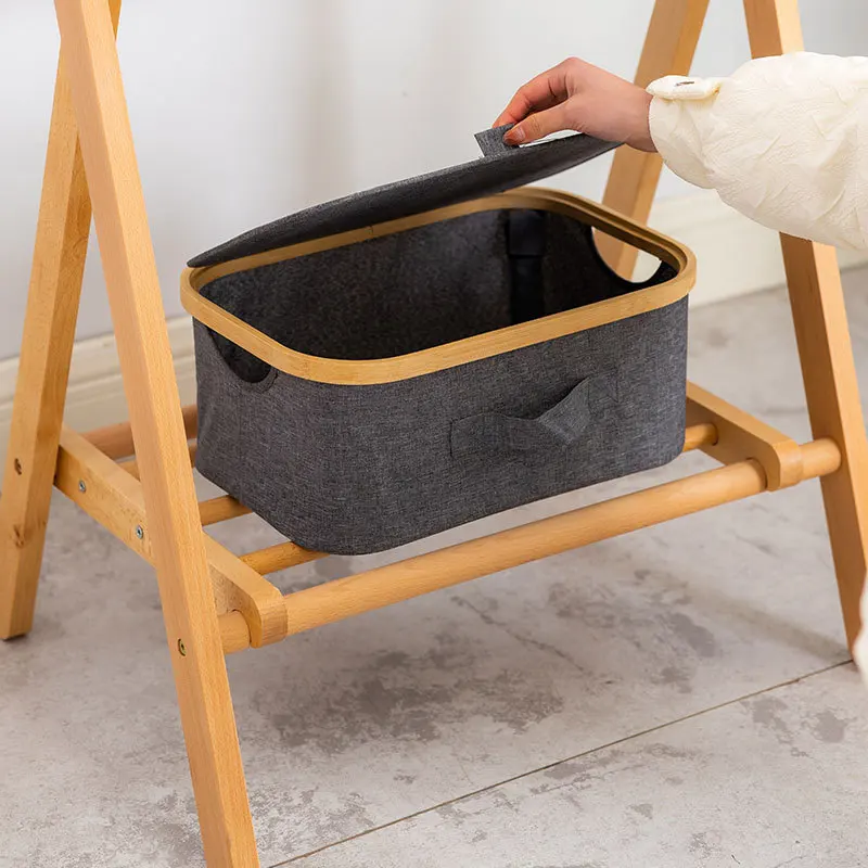 Foldable Bamboo Laundry Basket Cloth Bathroom Toilet Laundry Basket Household Desktop Storage Box For Balcony