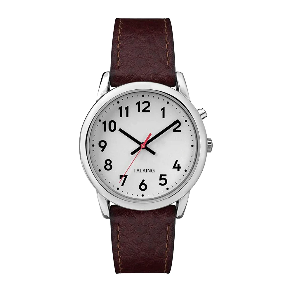 English Talking Watch for Seniors Men Loud Sound Time Alarm Clock for Visually Impaired Talking Analogue Watch