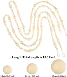 13.6 Feet Christmas Wood Bead Garland Christmas Tree Garland Boho Decorations Wall Hanging Farmhouse Home Decor Rustic Country