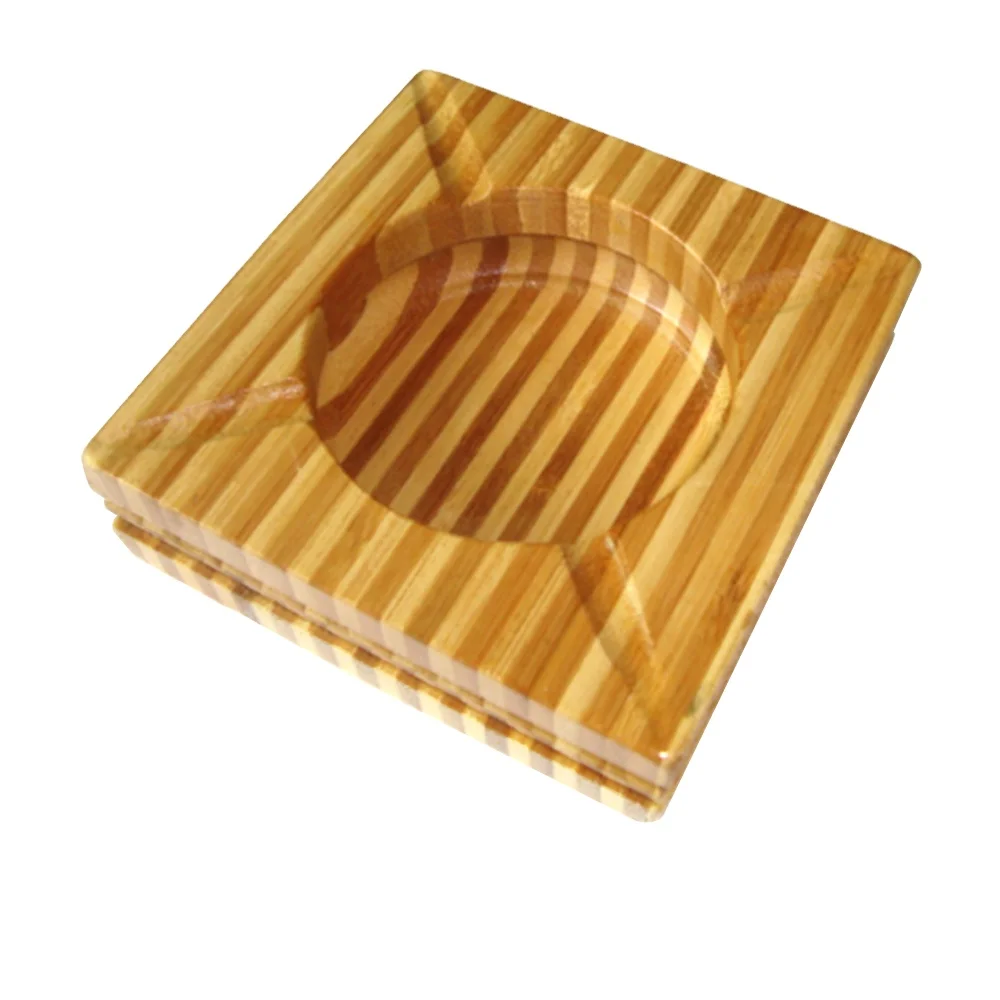 Home Custom Bamboo Wooden Cigarette Ashtray for Indoor and Outdoor