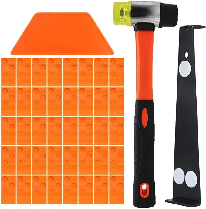 Laminate Wood Flooring Installation Tool Kit with Solid Durable Tapping Block\Pull Bar\Double-Faced Hammer and 40PCS Spacers