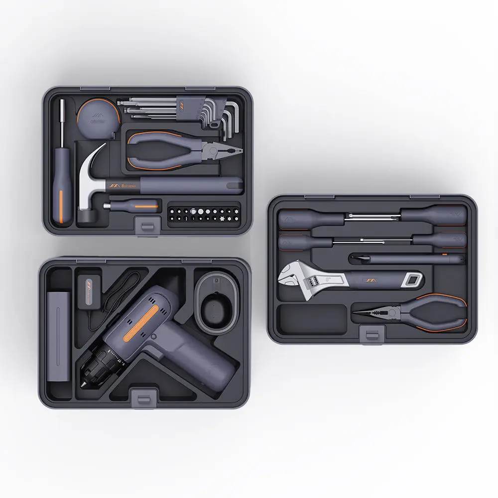 X3-abc Tool Box Various Power Tool Kit Cordless Drill Plier Utility Knife Tape Measure Hand Tool Set