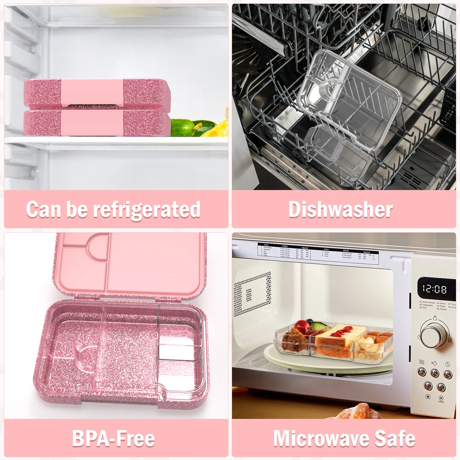 AOHEA Kids Leak-Proof Bento Lunch Box for School and Small Meals, Easy-Open Latch, Dishwasher Safe, BPA-Free, Ideal for Ages 3+