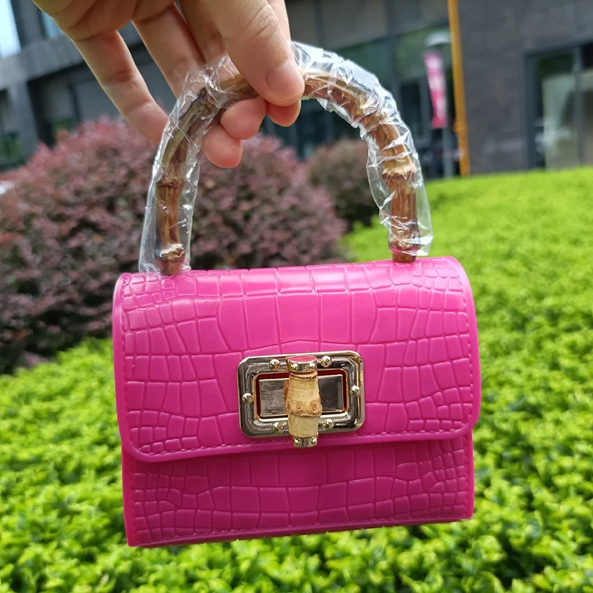 2021 Summer Shoulder Bags Fashion Lady Handbags with Bamboo Joint Handles Rotating Lock jelly bag handbag