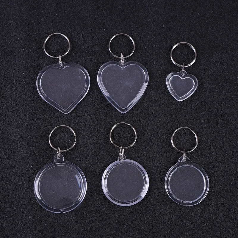 Custom Printing Acrylic or PS Material Photo Frame Keychain Blank Acrylic Keyring Plastic Zinc Alloy Opp Bag, or Gifts Box D103