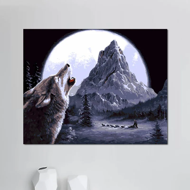 2021 г., Лидер продаж, животное, волк, Воющий На Луне в ночное время, художественная живопись