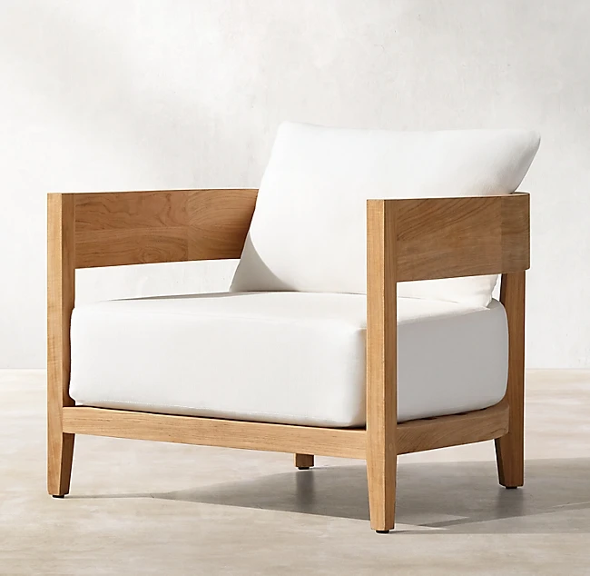 Outdoor Luxury Outside Furniture Curved Backrest Moon Design Deep Seat Solid Teak Furniture Sofa Set