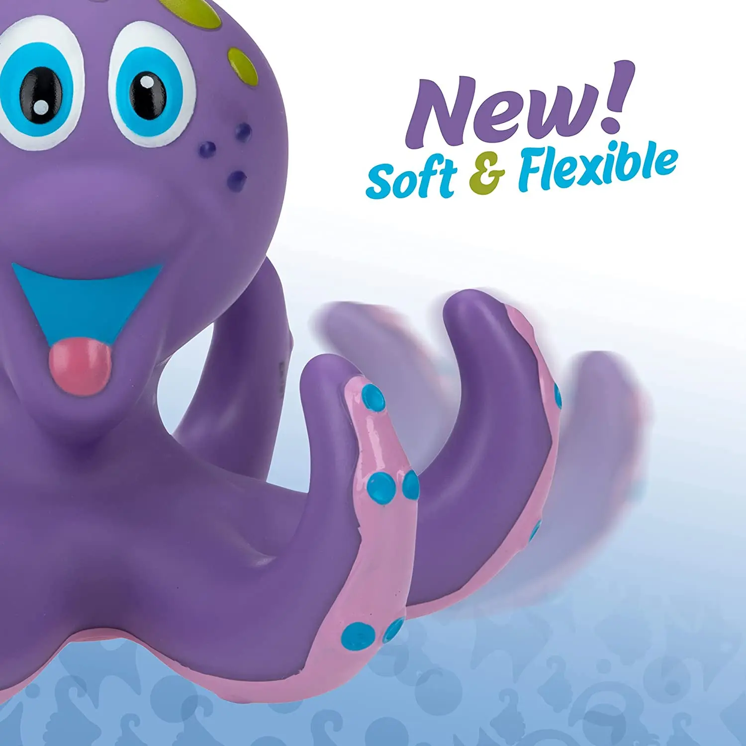 Eco-friendly Funny Cartoon Hot Sell Floating Purple Octopus with 5 Hoopla Rings Interactive baby Bath Toy for kid gift