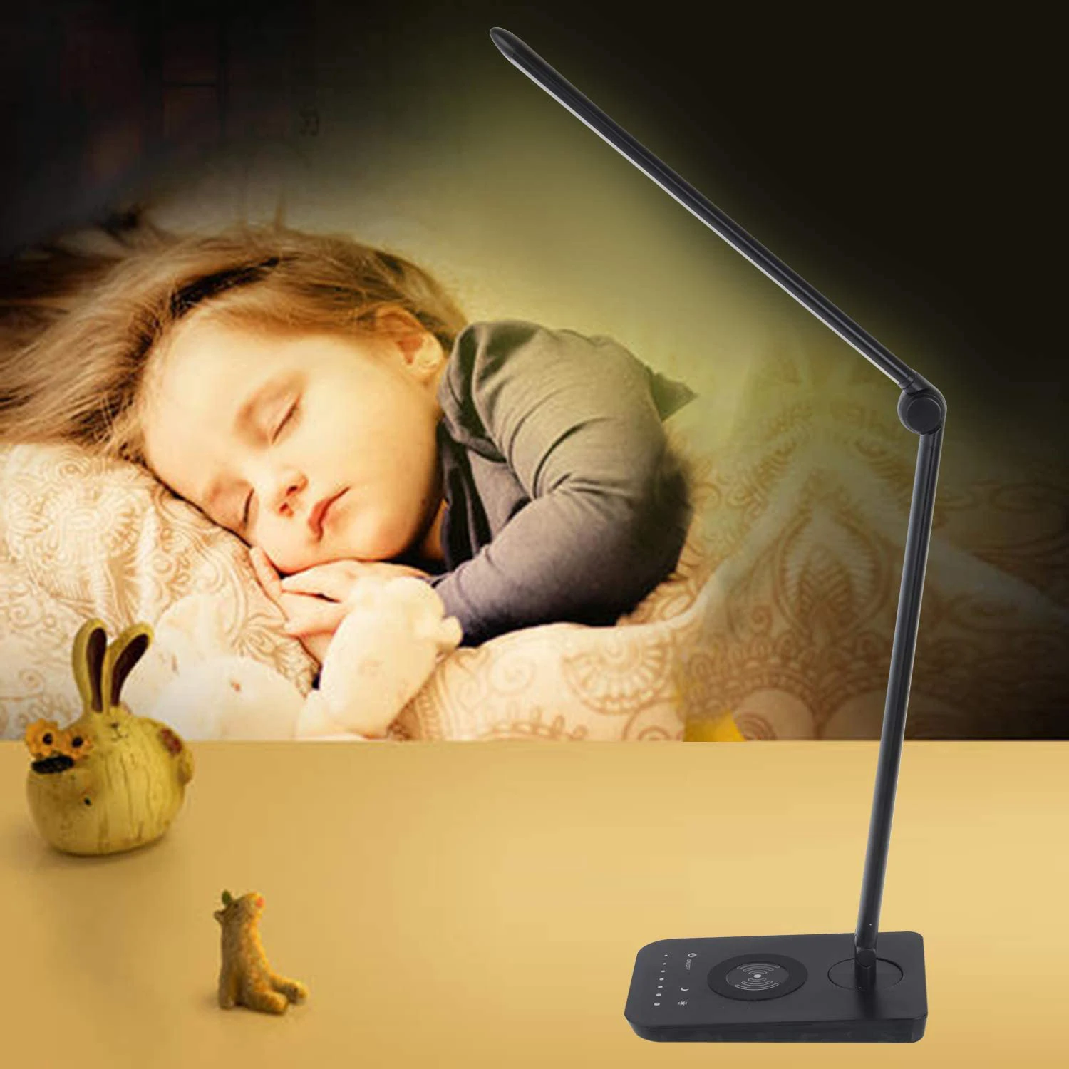 
Умная Настольная лампа с беспроводным зарядным устройством, 10 Вт, светодиодная настольная лампа для чтения, настольная лампа 