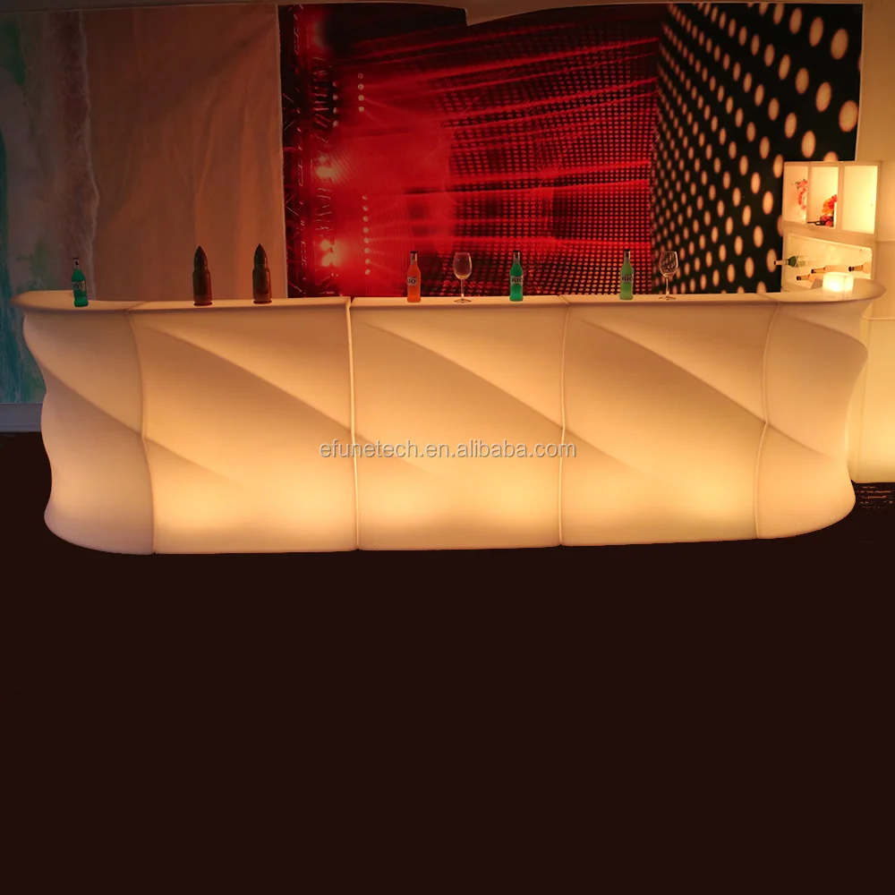 newly design remote control rgb color changing outdoor mobile bar portable wave grain led night club bar counter