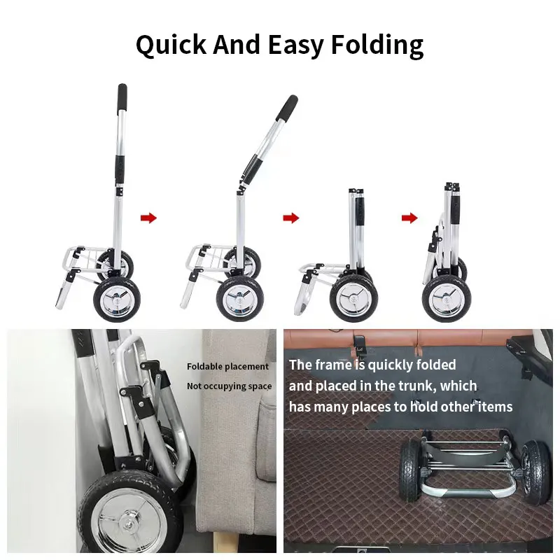 Aluminium Alloy Folding Shopping Pull Cart Trolley Climb Stairs Bag Grocery Folding Shopping Trolley With Wheels