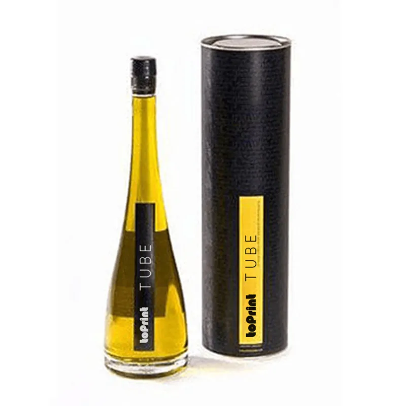 Custom Logo Wine Gift Box Metal Cover Cardboard Tube Container Round Food Kraft Paper Cylinder Box Packaging