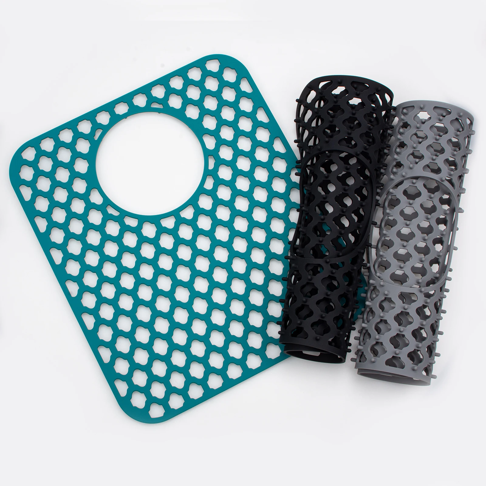 Factory 13.58 x11.6 Inch Kitchen Supplies Foldable Non-slip Silicone Drain Pad Hollow Kitchen Sink Pad