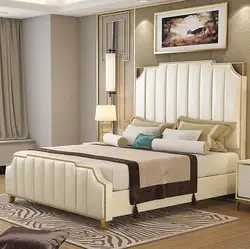 Customized high quality king double size upholstered bed designs for home
