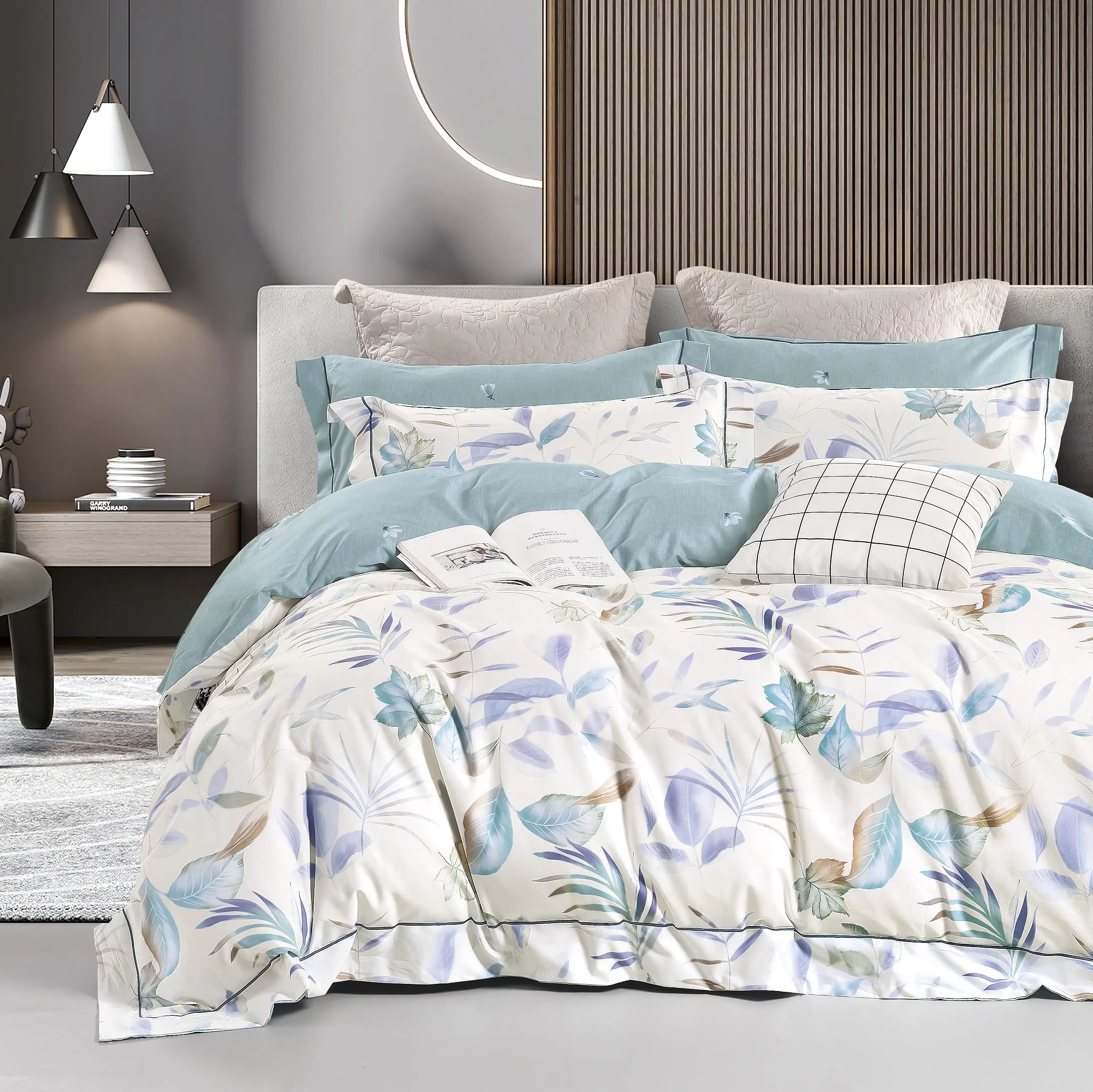 European design combed yarn cotton twill weave fabric 200tc cotton bed sheet set fabric