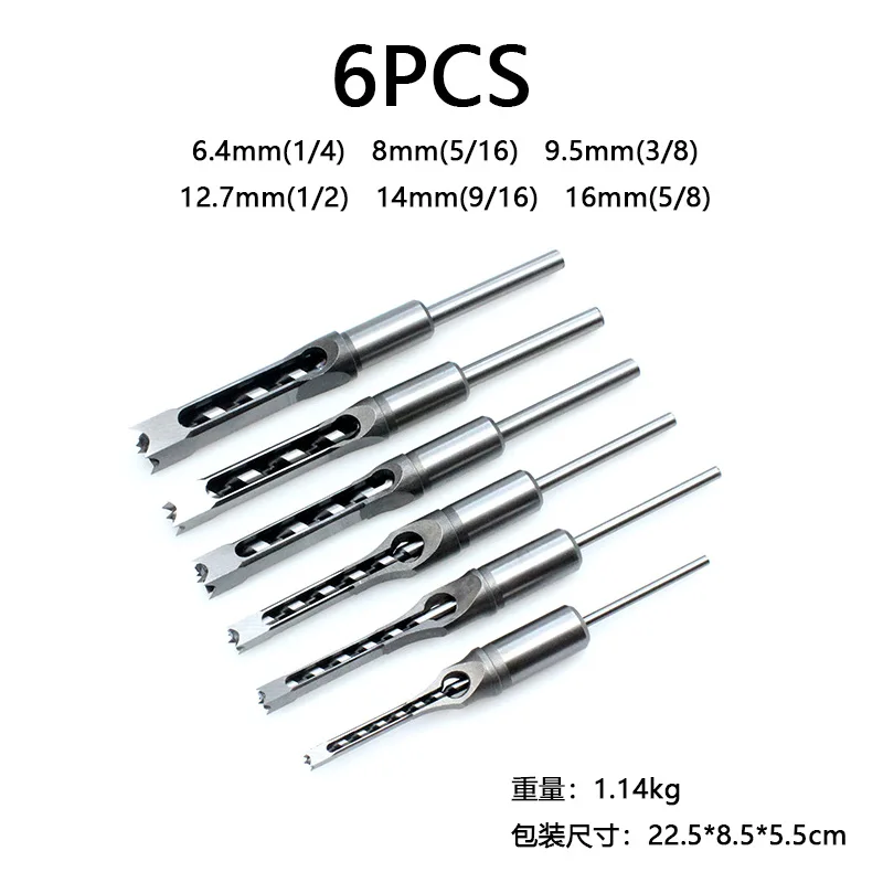 Woodworking  Square Hole Drill Kit Round Shank Bit Mortising Chisel Wood Product