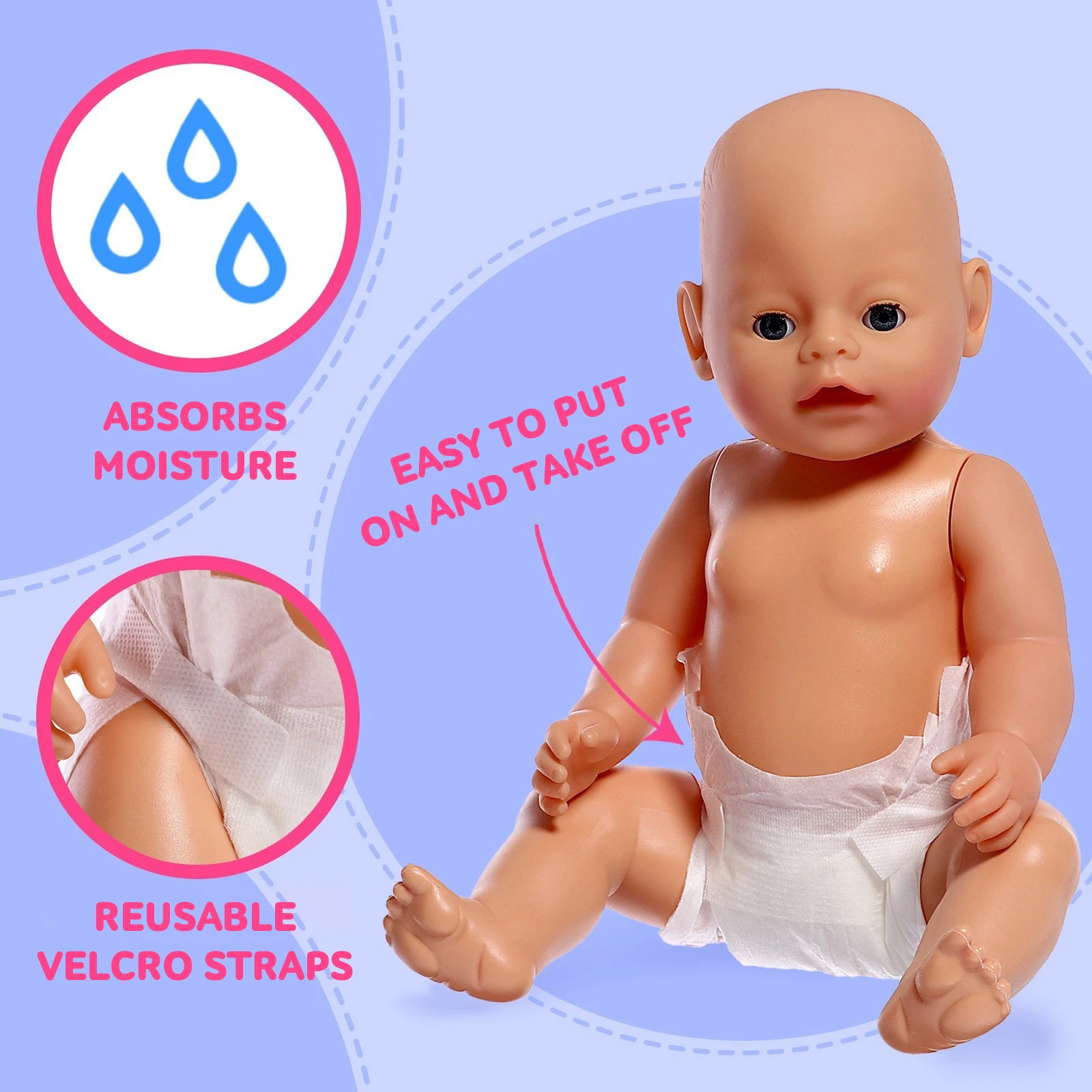 The Baby Doll Accessories Pretend To Dress A Baby Diapies And A Pair Of Socks