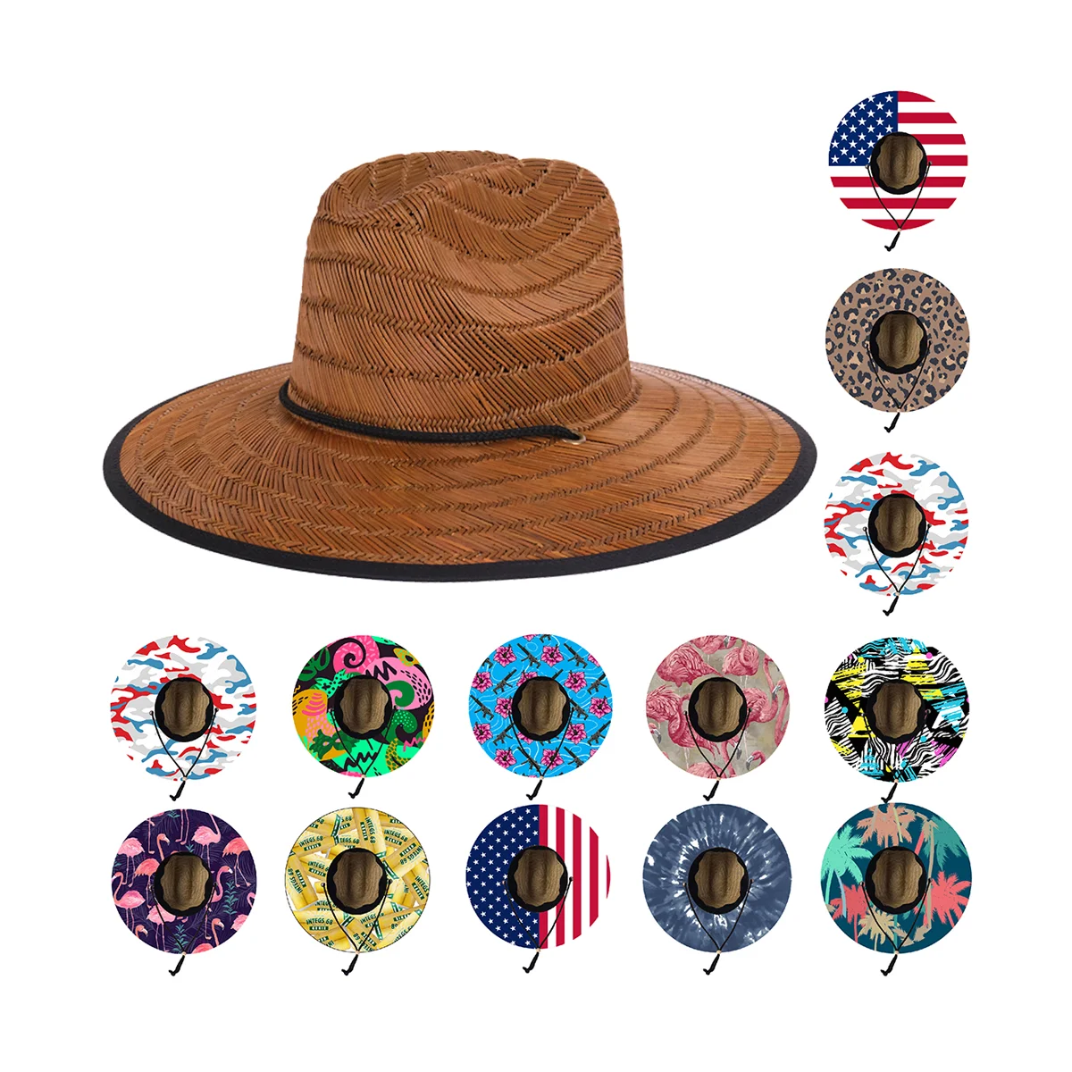 New designer custom logo summer sunshade western beach surf lifeguard natural straw hats for women