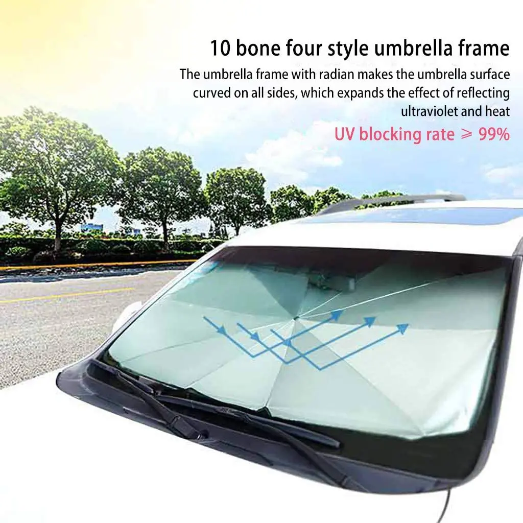 Portable Outdoor Foldable & Hanging Car Sunshade UV Sun Shade Protection for Parking Carbon Fibre Windshield Side Umbrella