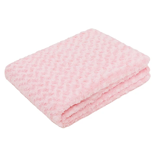 
PV fleece brushed flower design pink double layer blanket 
