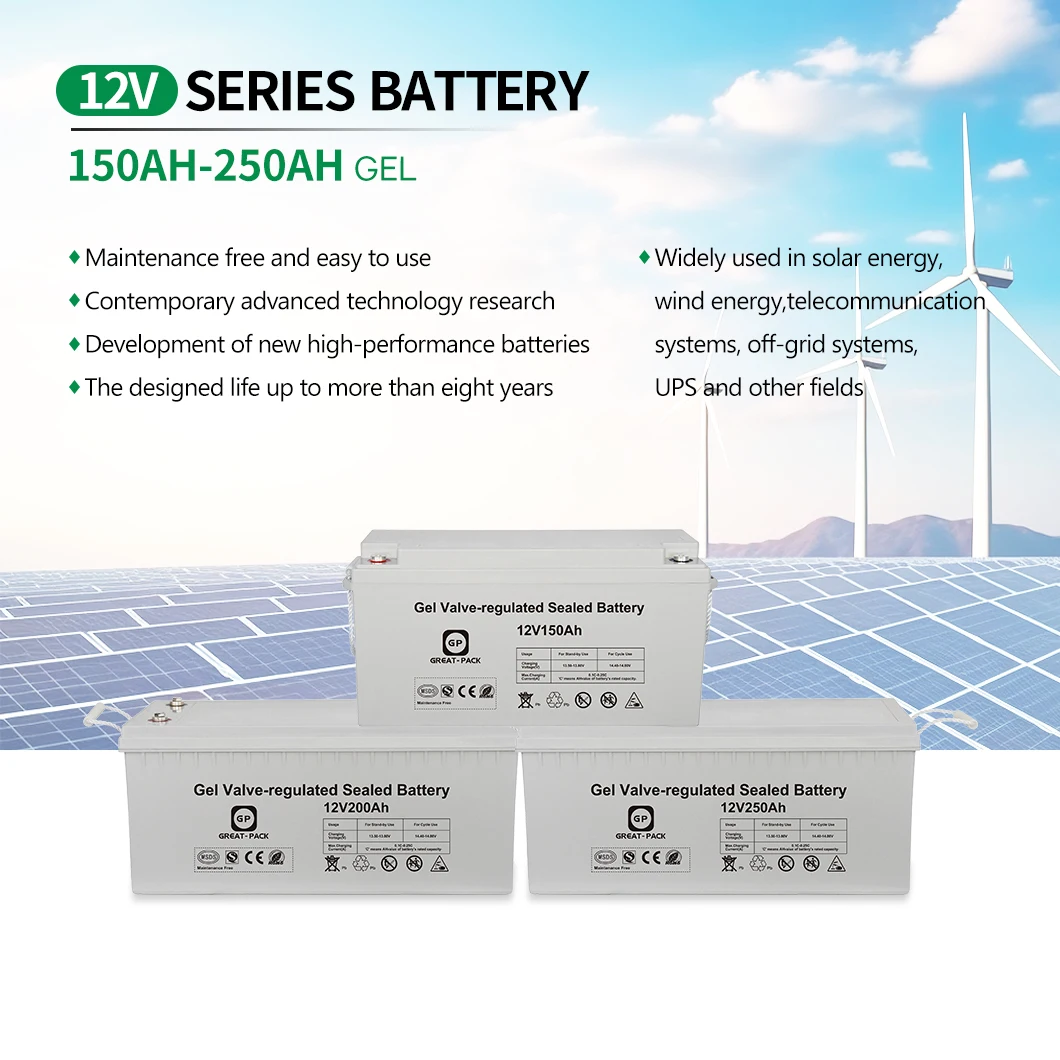 Deep Cycle Battery Solar Gel 12v 200ah 75ah Power Storage for Offgrid/ Hybrid System