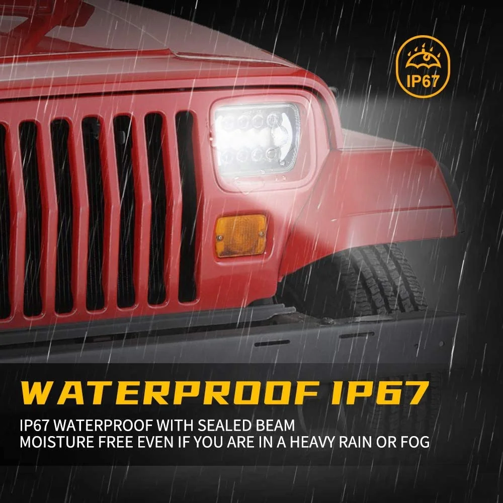 5x7 Inch High Low Beam Led Headlights H6054 with Angel Eyes DRL Car 7x6 Led Headlight Compatible with Wrangler YJ XJ