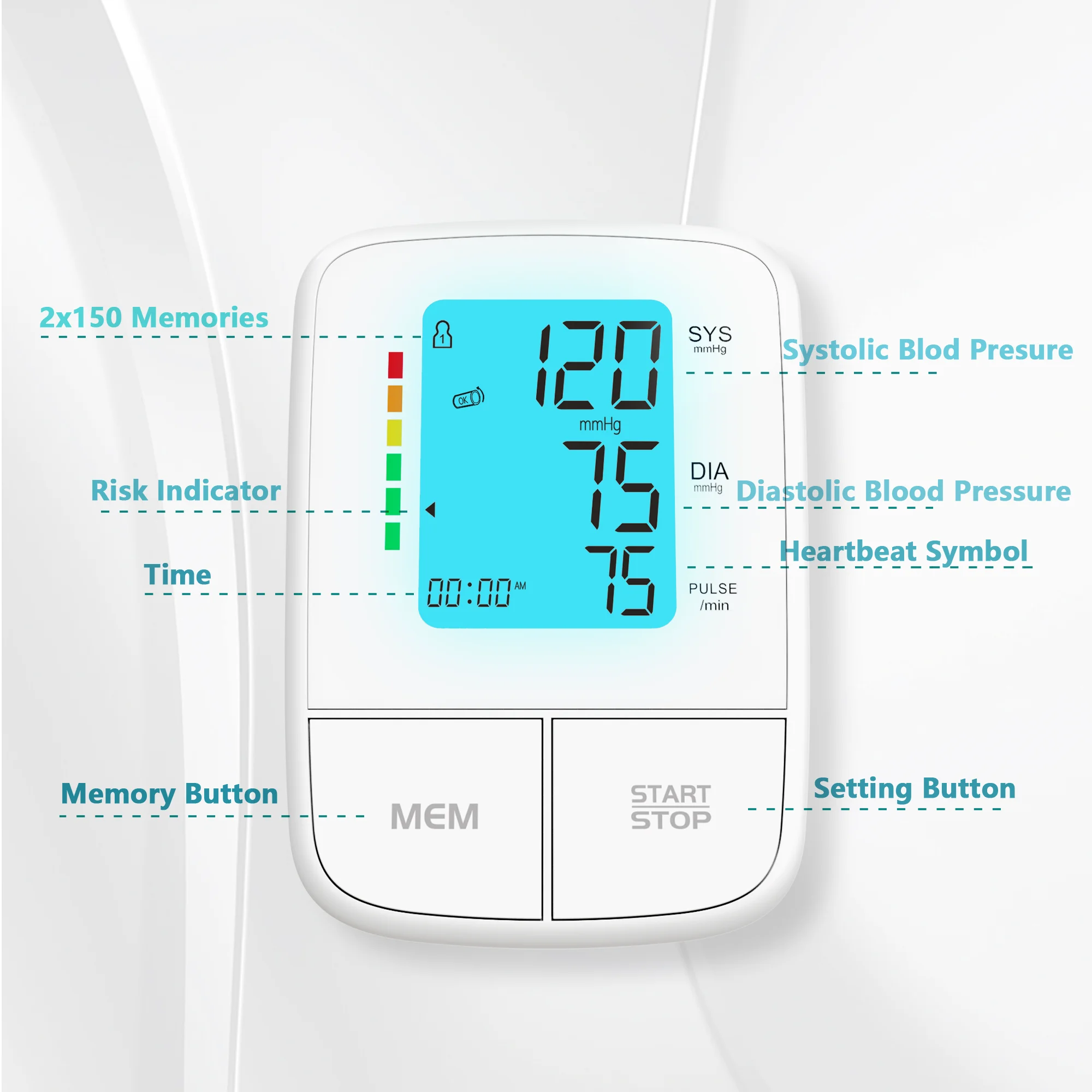2023 NEW TYPE Blood Pressure Monitor Multifunction Home Use Bluetooth Backlight Talking BP Machine