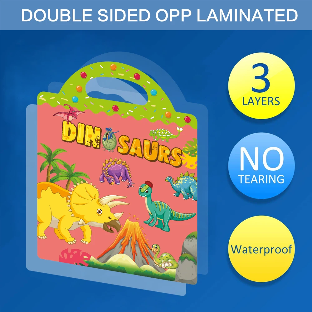 Reusable Sticker Book for Kids Sticker Books for Toddlers Age 2-4 Cute Waterproof Stickers for kids Girls Boys travel toy