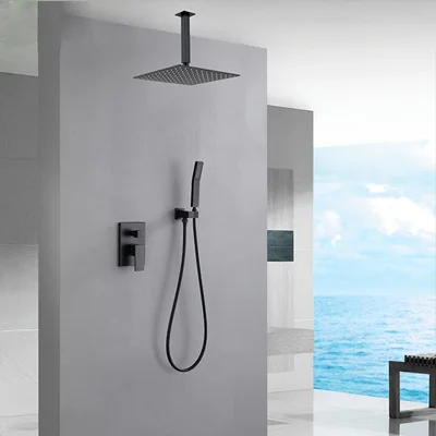 New Design Multifunctional Black  bathroom Portable Shower Set Wall Mounted Rain Shower