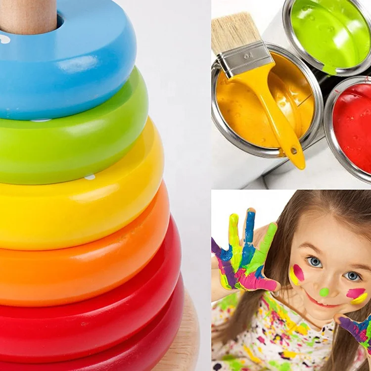 Educational Wooden Intelligent  Rainbow Nesting Wooden Blocks Stacker Rings Hanoi of tower Montessori New Toys For Kids