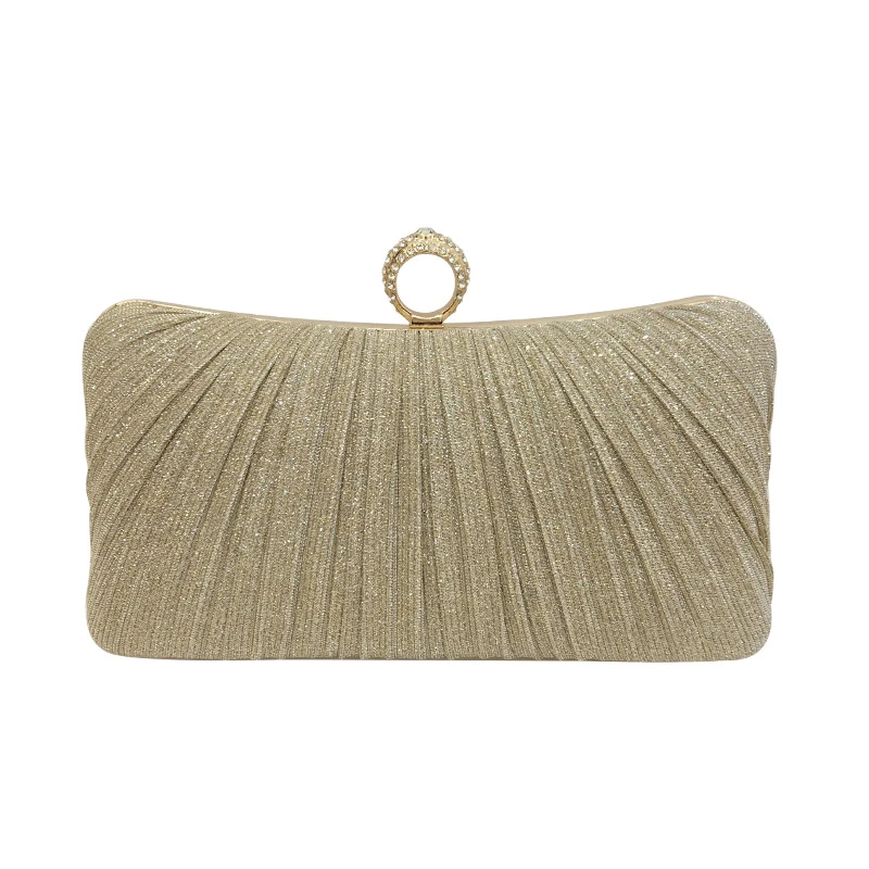 Designer Pleated Polyester square Ladies Wedding Clutch Bags