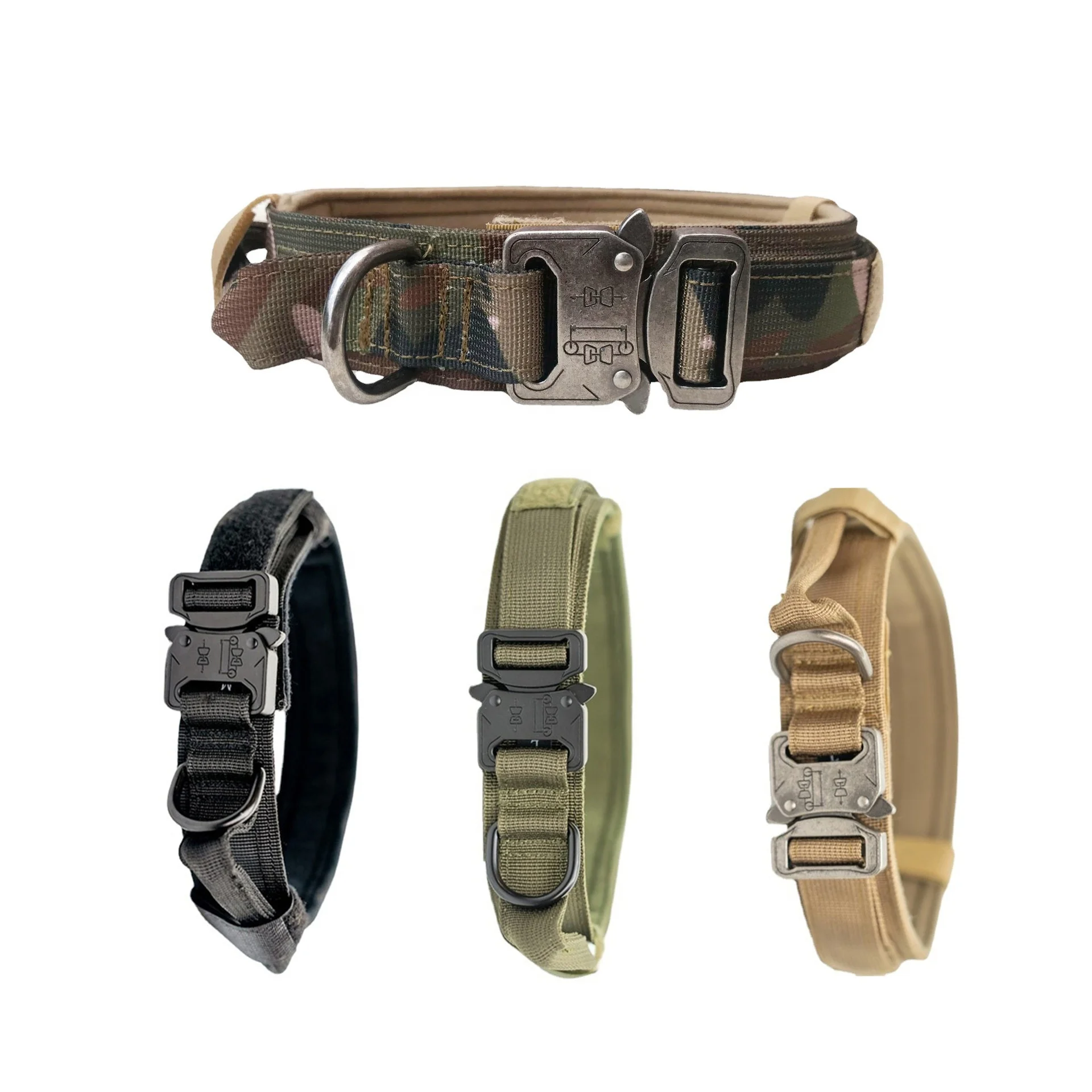 hot selling double layers thicker nylon tactical dog training collar with zinc alloy buckle