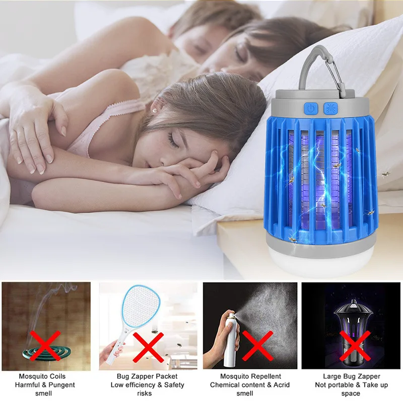 Portable UV Solar Camping Lantern Mosquito Killer Light USB Rechargeable Mosquito Repellent Lamp