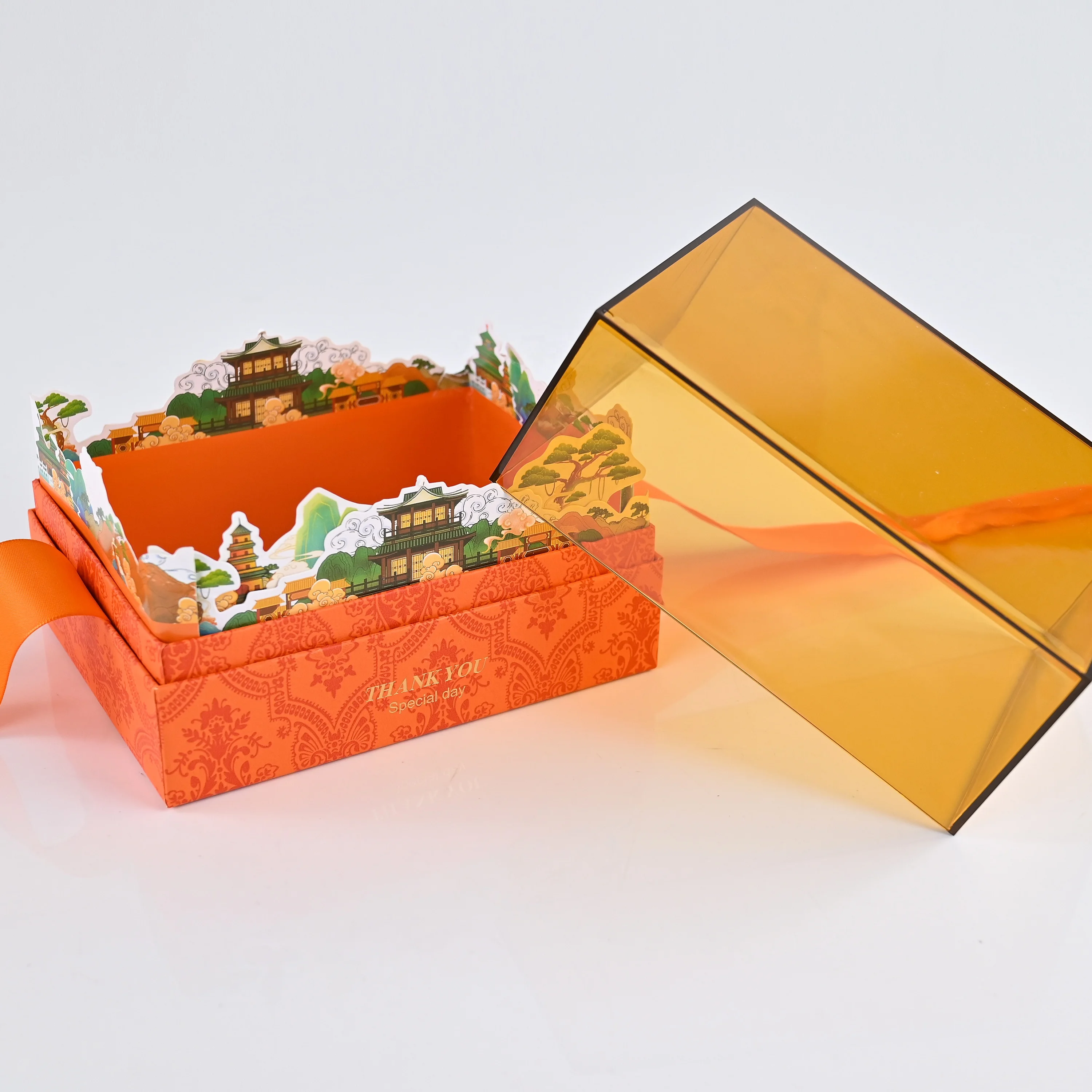 ISO BSCI factory custom luxury transparent acrylic with hand gift candy clear storage box acrylic gift box acrylic boxes