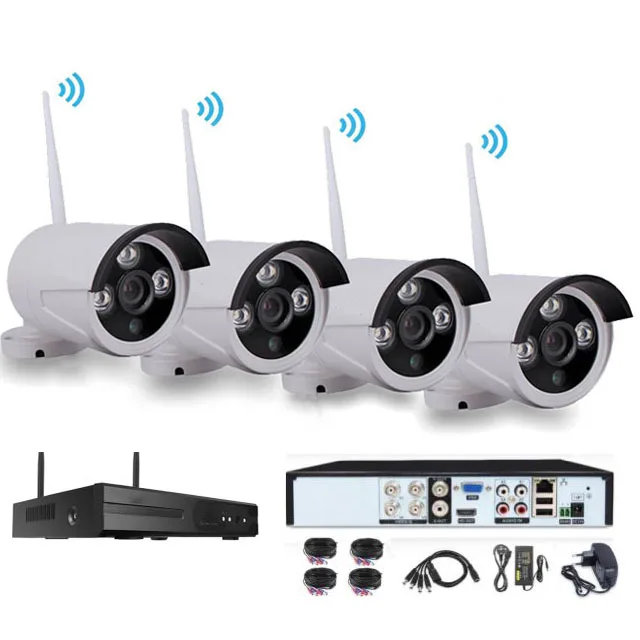 4CH 1080P 2MP CCTV System NVR Kit Wireless WiFi Ip Camera Outdoor Waterproof IP66