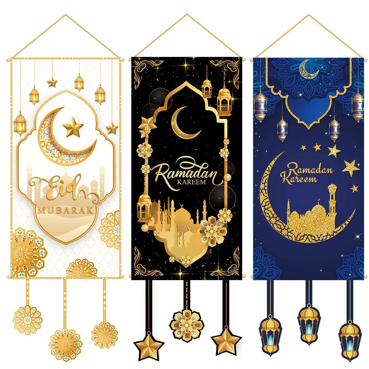 Eid Mubarak Decor Banner 2024 Kareem Ramadan Decor for Home Ramadan Mubarak Hanging Flag Islamic Muslim Party Decor Eid Al Adha